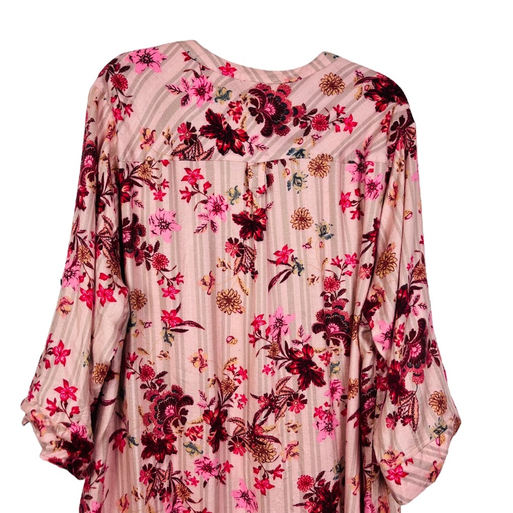 Torrid Floral Print Tunic Top-pink and brown - Picture 7 of 12